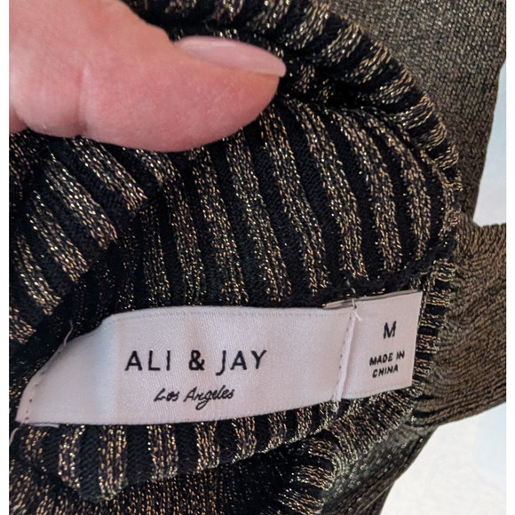 Ali & Jay Shine Bright Metallic Ribbed Turtleneck Sweater Dress Medium Holiday - Picture 10 of 13